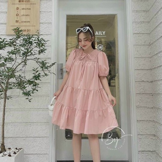 Đầm Nữ Babydoll Màu Hồng Phấn Xinh Xắn Chất Liệu Kate Xịn Thời Trang Nữ  Màu Sắc Nhã Nhặn
