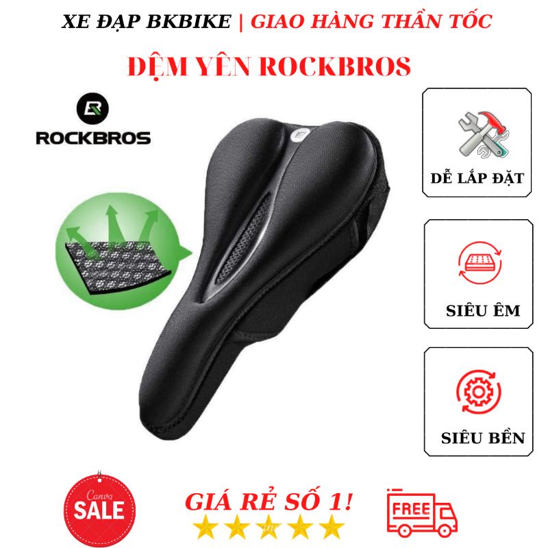 Đệm Yên Xe Đạp Rockbros Cao Cấp - Bao Êm, Dễ Lắp, Thiết kế Ôm Yên Không bị lắc khi đạp