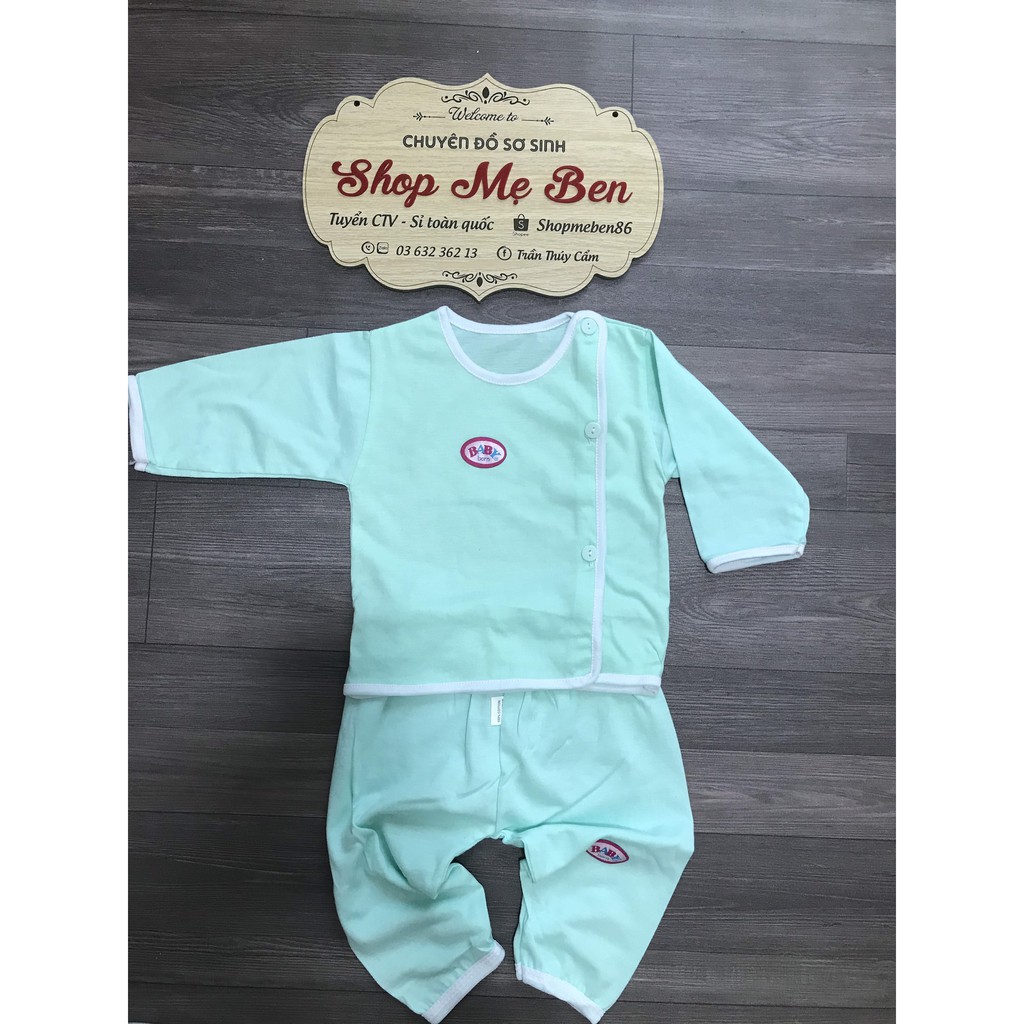 Bộ dài tay cúc lệch cho bé sơ sinh chất cotton