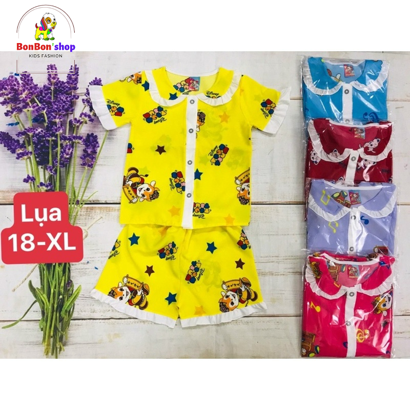 PA01_Pizama lụa cho bé gái từ 17-23kg
