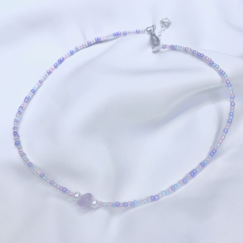 Handmade - Set vòng cổ + vòng tay hạt cườm pastel