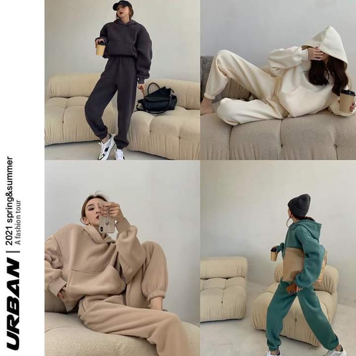 Set bộ hoodie nỉ kèm quần jogger cá tính phong cách basic