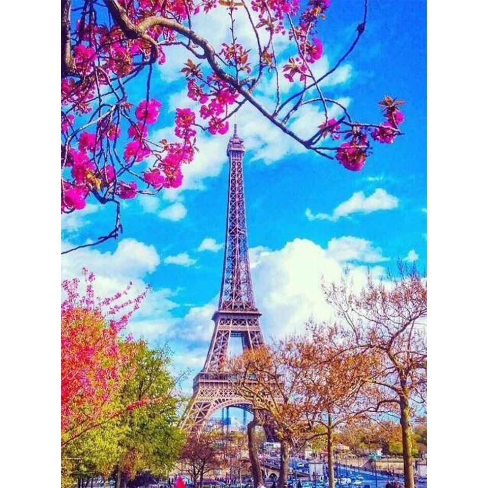 Bộ Tranh Đính Đá 5D DIY Hình Tháp Eiffel Để Trang Trí Nhà