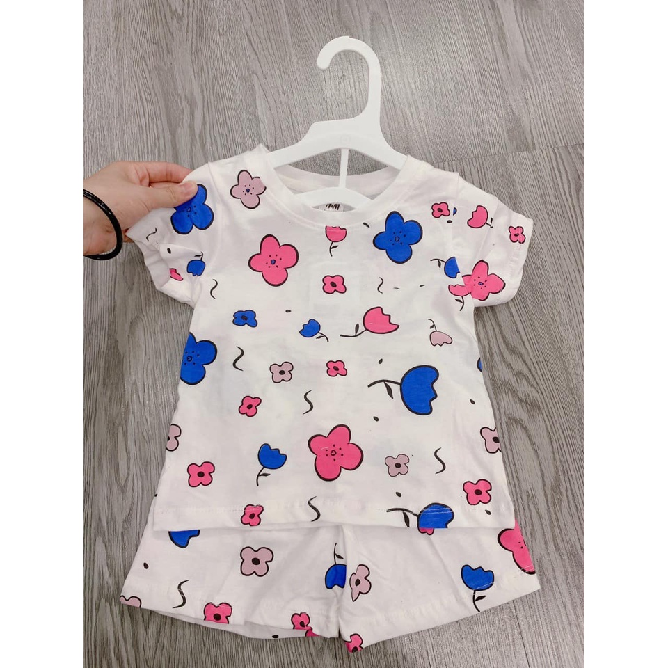 Độ bộ bé gái Combo 3 bộ hoa tim cầu vồng chất cotton 4 chiều co giãn thấm hút tốt