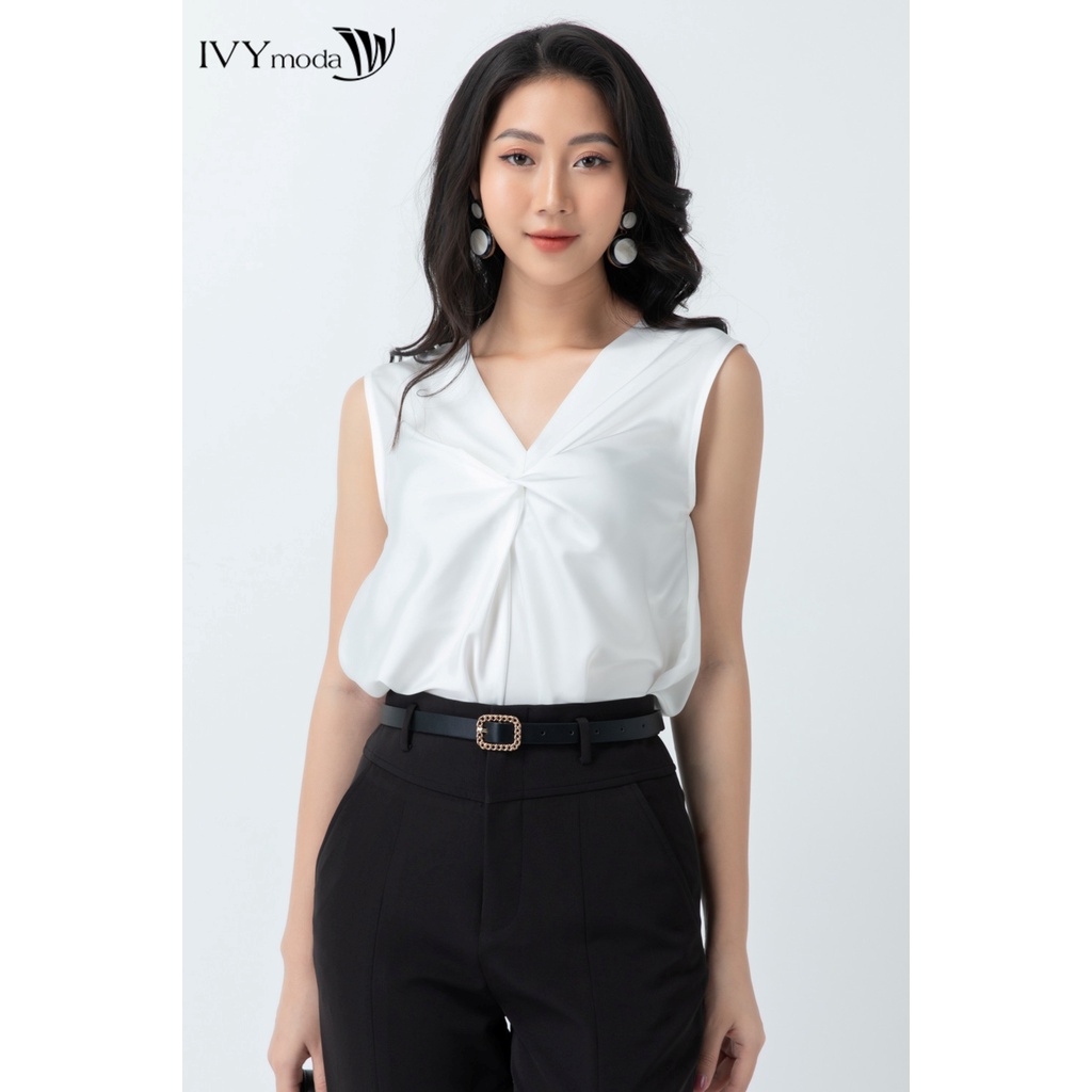 Áo sát nách xếp nhúm nữ IVY moda MS 15B8724
