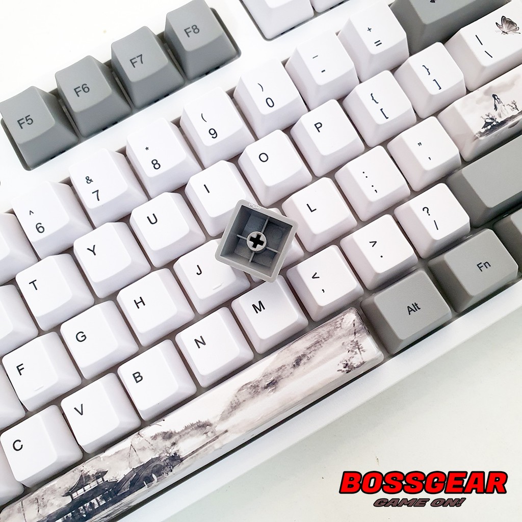 Bộ Keycaps Thủy Mặc Black Ink cực đẹp PBT 113 phím OEM profile DYE SUB 5 mặt ( Lắp được cho layout 65,66,68,... )