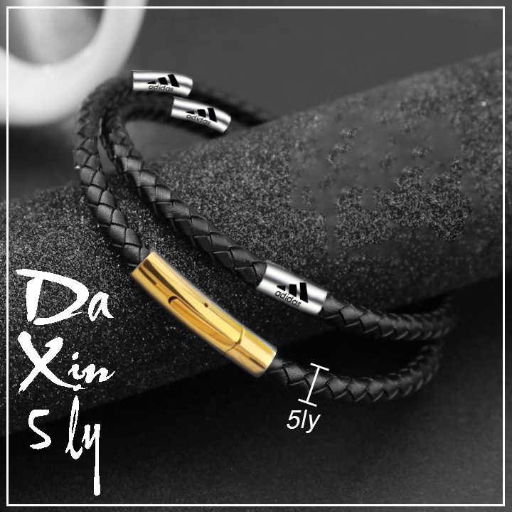 Dây chuyền nam da xịn 5 ly khóa Vip màu vàng bọc khoen A inox sáng bóng đem lại đẳng cấp, phong độ cho người đeo