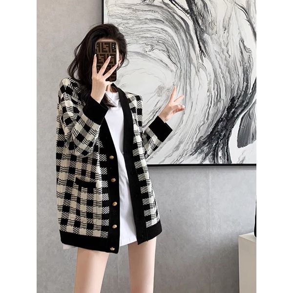 Áo len cadigan caro form rộng dày ấm oversize | BigBuy360 - bigbuy360.vn