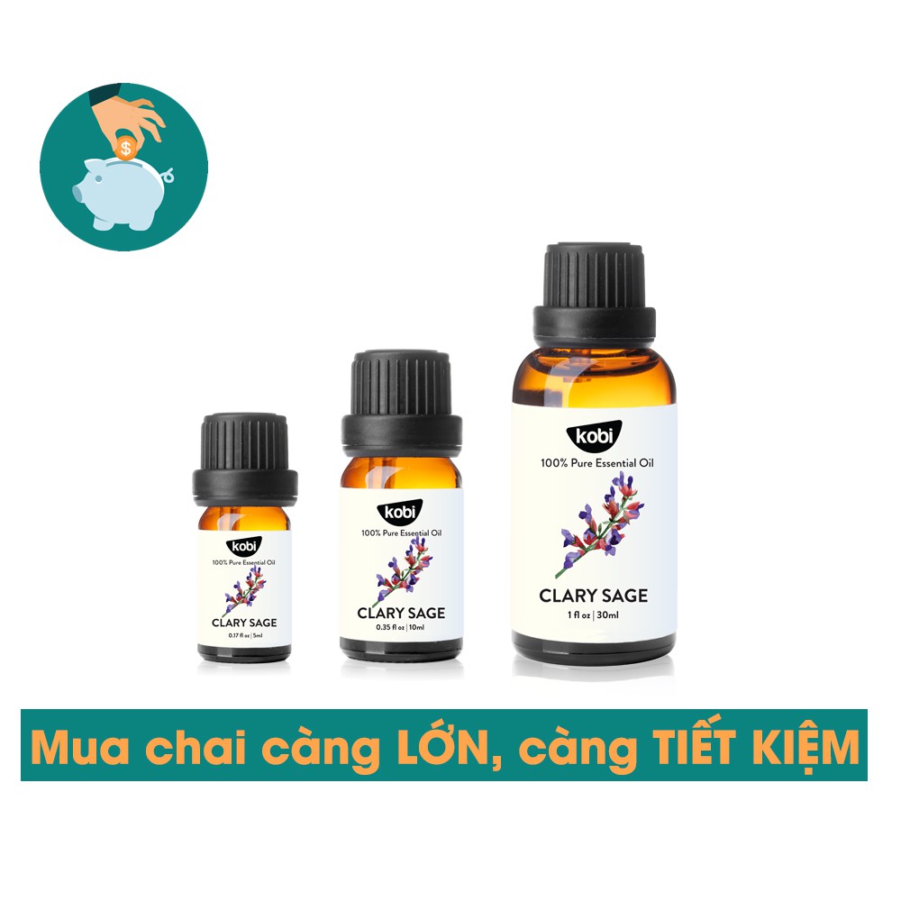 Tinh dầu Đơn Sâm Kobi Clary Sage essential oil giúp ngăn ngừa viêm nhiễm, chống trầm cảm hiệu quả - 5ml