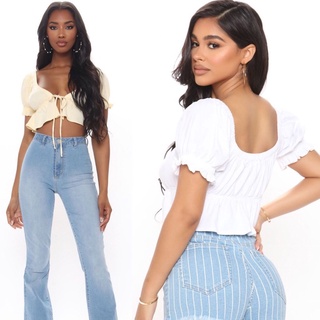 Áo Croptop Fashion Nova Tay Cánh Tiên Cột Nơ Ngực - 3244