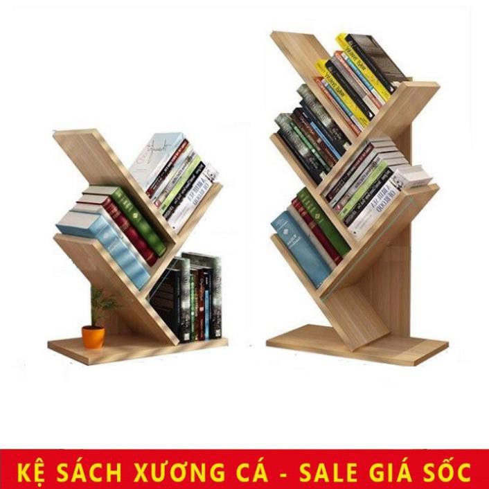 Kệ giá sách xương cá mini để bàn 5 tầng bằng gỗ