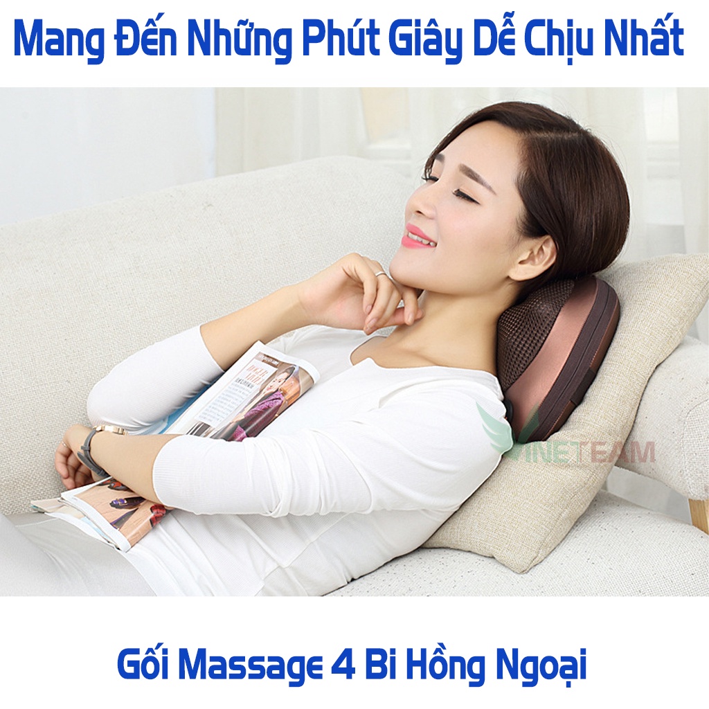 Gối Massage 4 bi hồng ngoại trong bi Massage Pillow JLM-8028