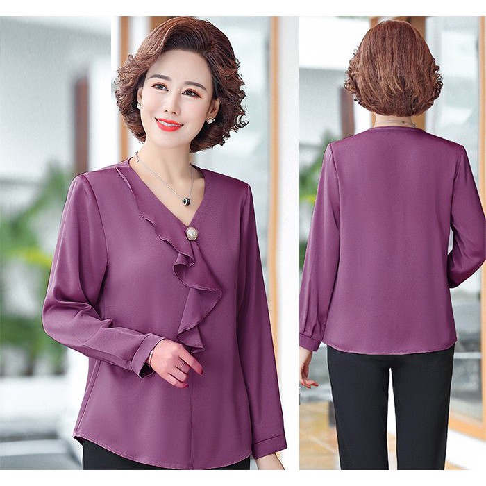 SIZE LỚN - ÁO SƠ MI TRUNG NIÊN BIGSIZE KIỂU ÁO SƠ MI PHỐI BÈO - ÁO QUÝ BÀ SANG TRỌNG - ÁO KIỂU TRUNG NIÊN NỮ 3A05