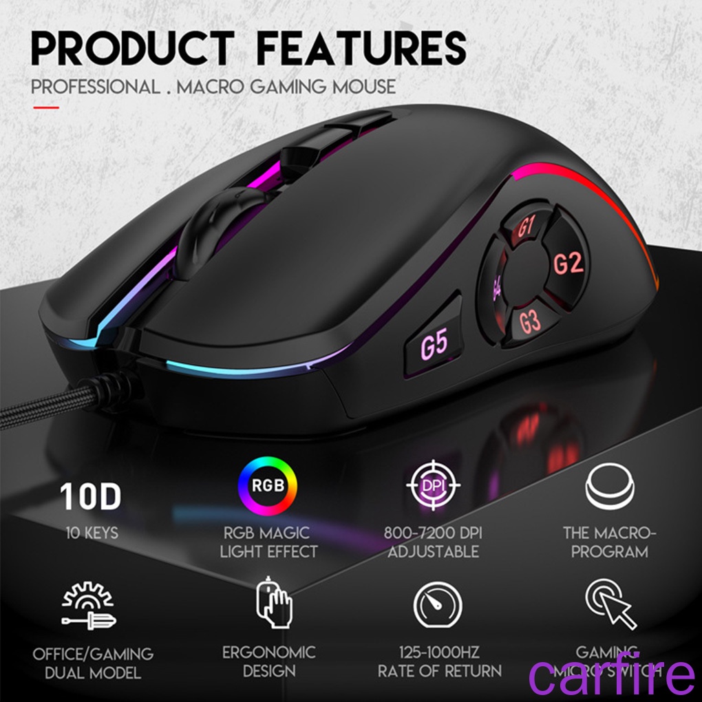 Chuột Chơi Game 10 Nút Bấm Có Đèn Rgb Nhiều Màu