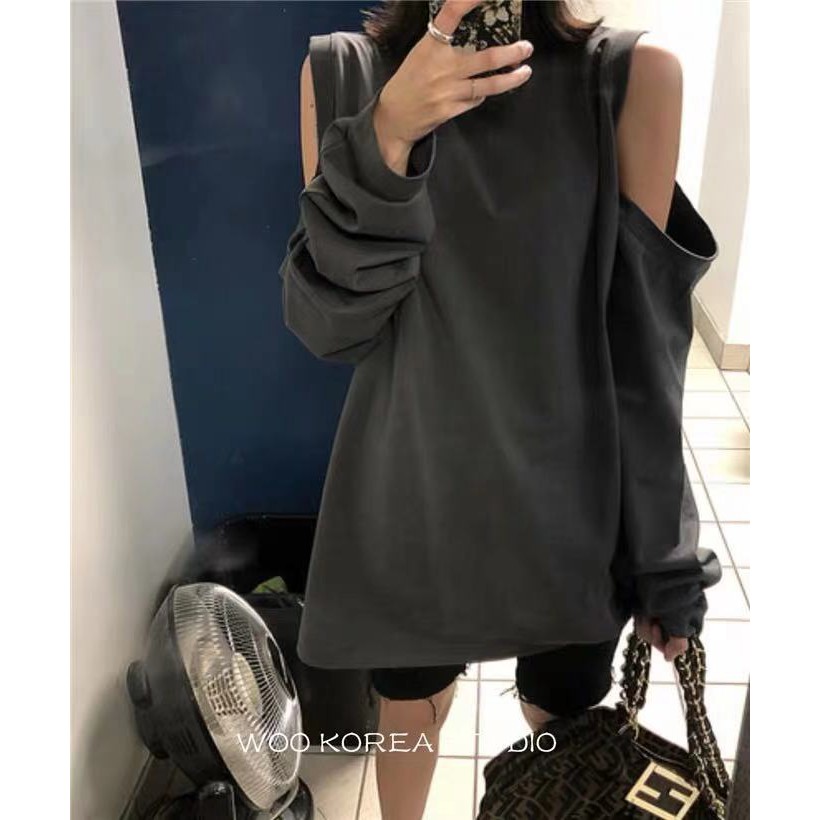 Jennie blackpink Áo Nữ Tay Dài Hở Vai Thời Trang Hàn Quốc