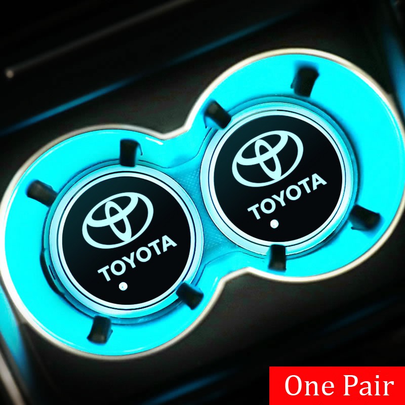 1 Cặp Đế Lót Ly Có Đèn Led Nhiều Màu Trang Trí Nội Thất Xe Hơi Toyota Crown Camry Vios Corolla 4runner Tundra