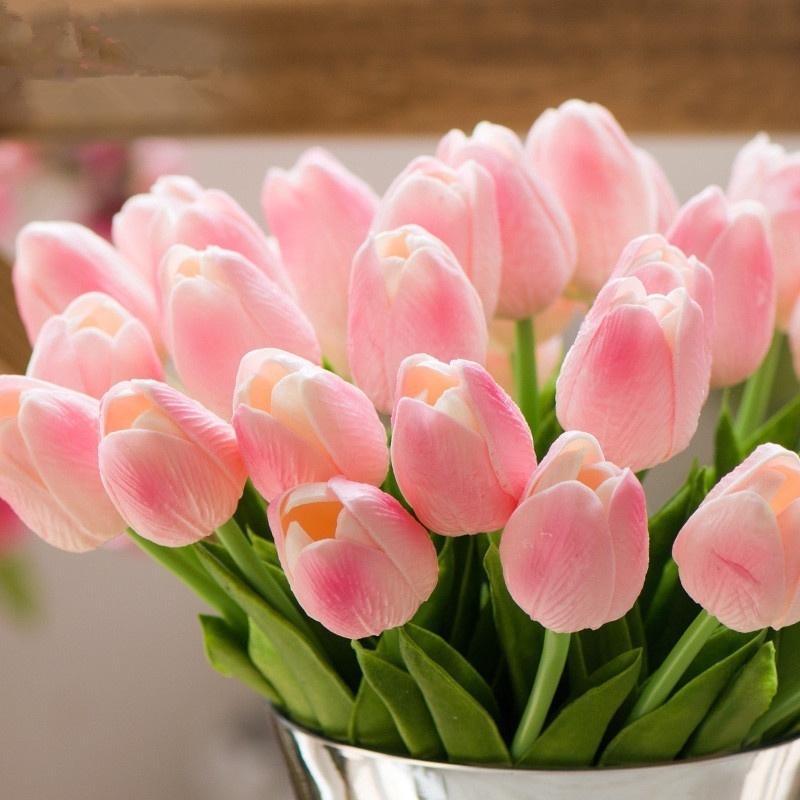 Hoa tulip giả bằng latex PU trang trí lãng mạn