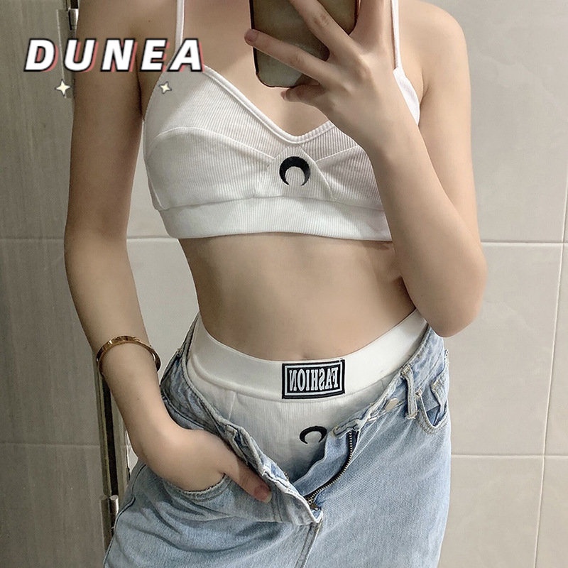 DUNEA Bộ áo crop top hai dây + quần ngắn quyến rũ cho nữ