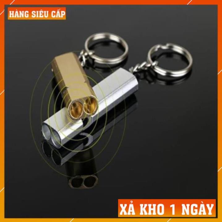 [FreeShip – Xả Kho 1 Ngày]  Còi Đa Năng - Còi Sinh Tồn Ống Kép Móc Khóa Kim Loại