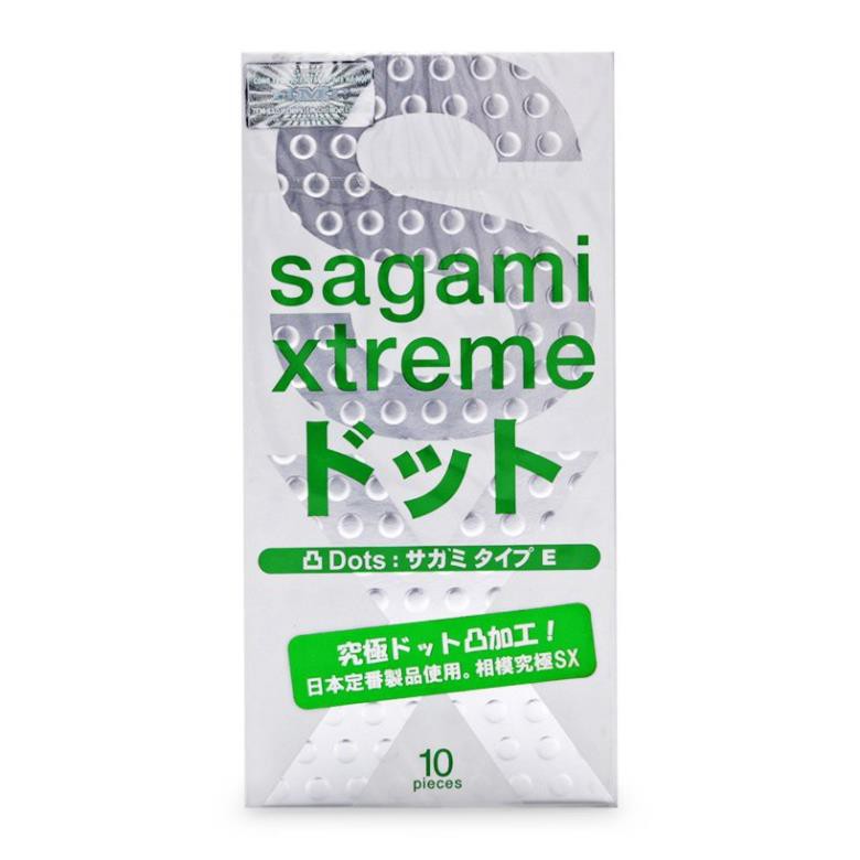Hộp 10c bao cao su Gân gai Sagami Extreme White BCSS001