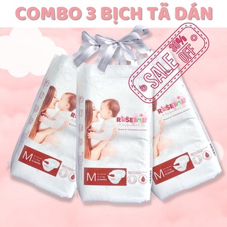 Combo 3 bịch tã dán rosebaby size newborn60/ s56 / m52 / l48