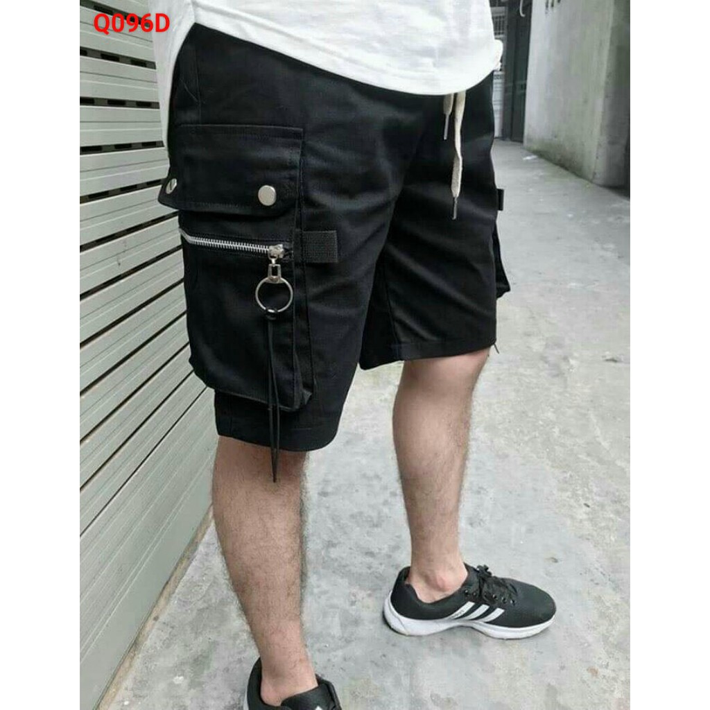 &lt;FREE SHIP&gt; Quần short kaki túi hộp nam nữ unisex phối khóa chất vải co giãn (Hình Thật)