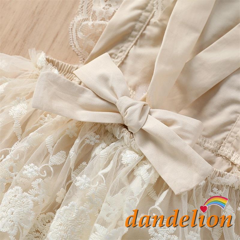 Bộ Áo Liền Quần Hai Dây Phối Ren Thêu Hoa Dành Cho Bé Gái 0-24 Tháng Tuổi