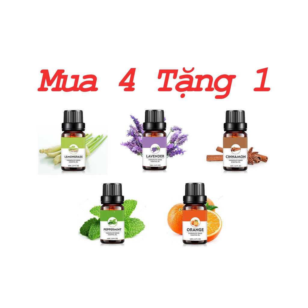 Combo 4 Tặng 1 tinh dầu thiên nhiên Trường An Natural Life lọ 10ml, Nhập khẩu Ấn Độ, Có giấy kiểm định QUATEST3