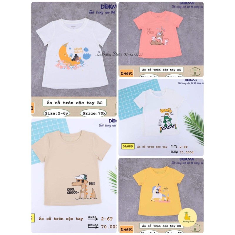 (2-6Y) Áo cộc tay cổ tròn cotton - DOKMA