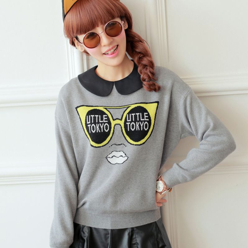 Áo Sơ Mi Cotton Cổ Búp Bê Màu Trắng Đen Phong Cách Vintage Cho Nữ