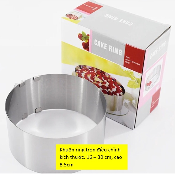 Khuôn ring mousse tròn thay đổi kích thước