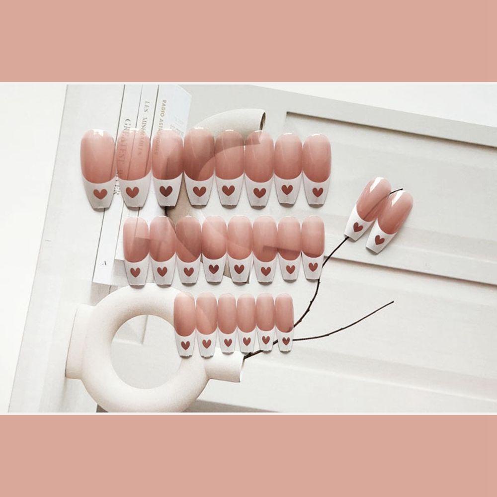 [Hàng mới về] Set 24 móng tay giả kiểu hình thang vuông kích thước đầy đủ dễ tháo thời trang