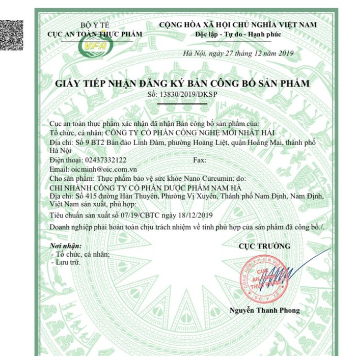 (Mẫu mới 2020) Nano Curcumin OIC – Viên nang hỗ trợ điều viêm loét dạ dày (Lọ 30 viên)