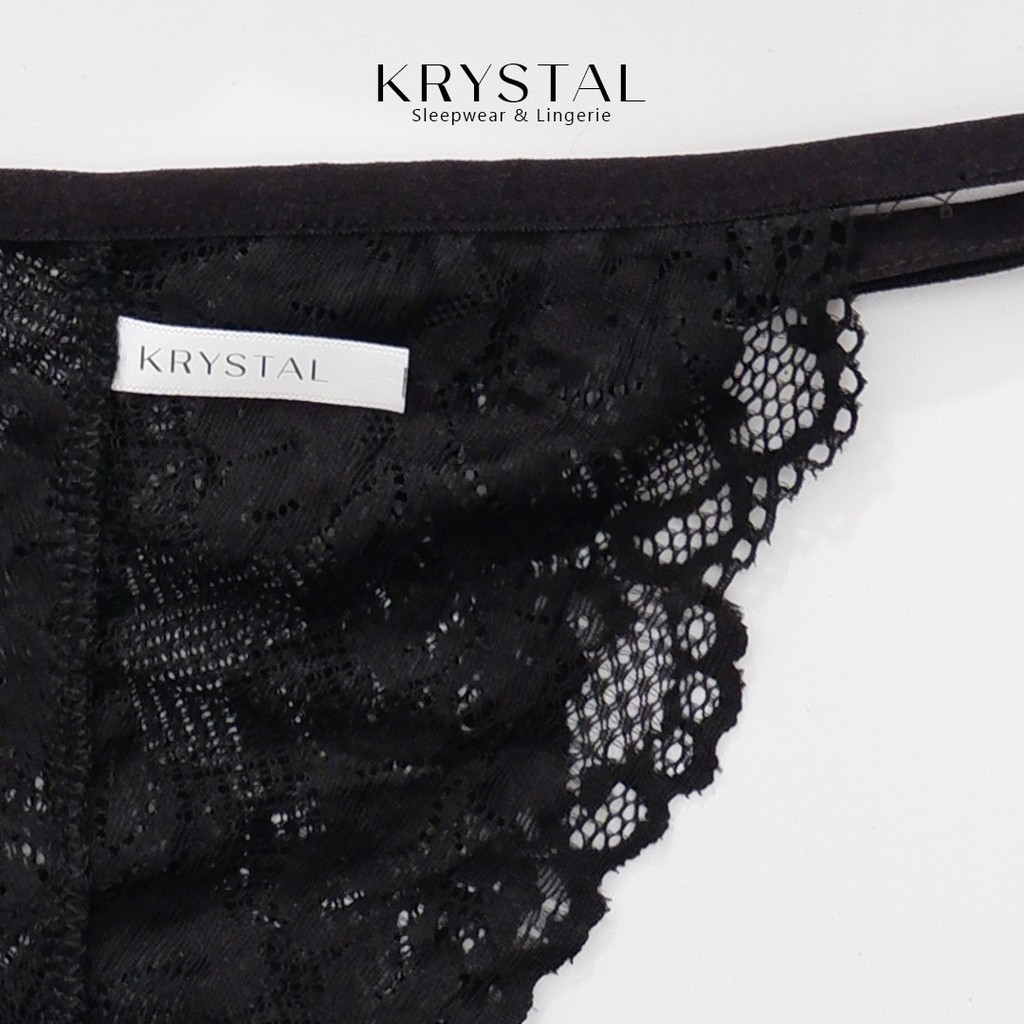 Bộ đồ lót ren không gọng mút mỏng màu đen có dây phối ren họa tiết KRYSTAL Bralette KSB20