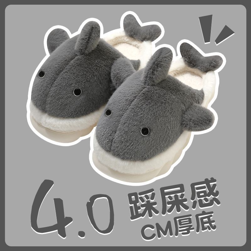 Dép Đi Trong Nhà Chống Trượt Hình Cá Mập Hoạt Hình Đáng Yêu Thời Trang Thu Đông Cho Cặp Đô