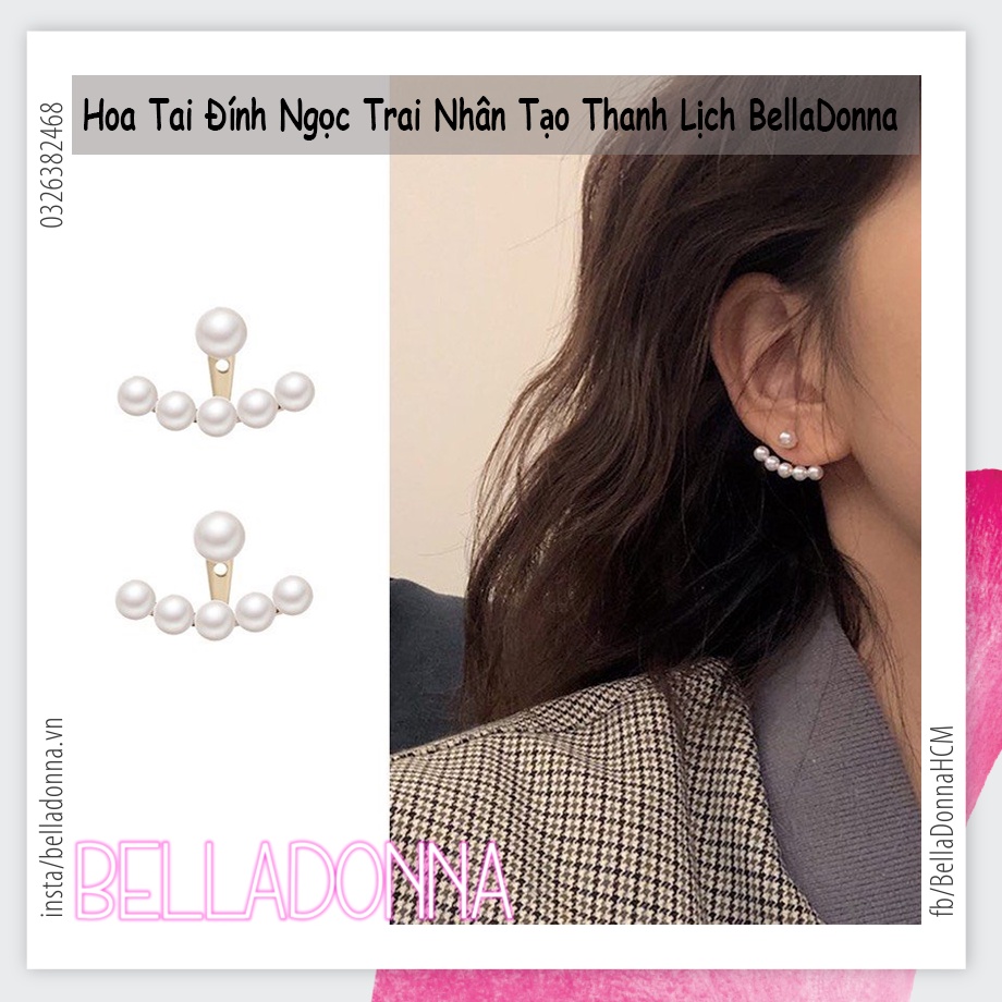 (HCM_Giao Nhanh) Hoa Tai Đính Ngọc Trai Nhân Tạo Thanh Lịch Cho Nữ BellaDonna 16