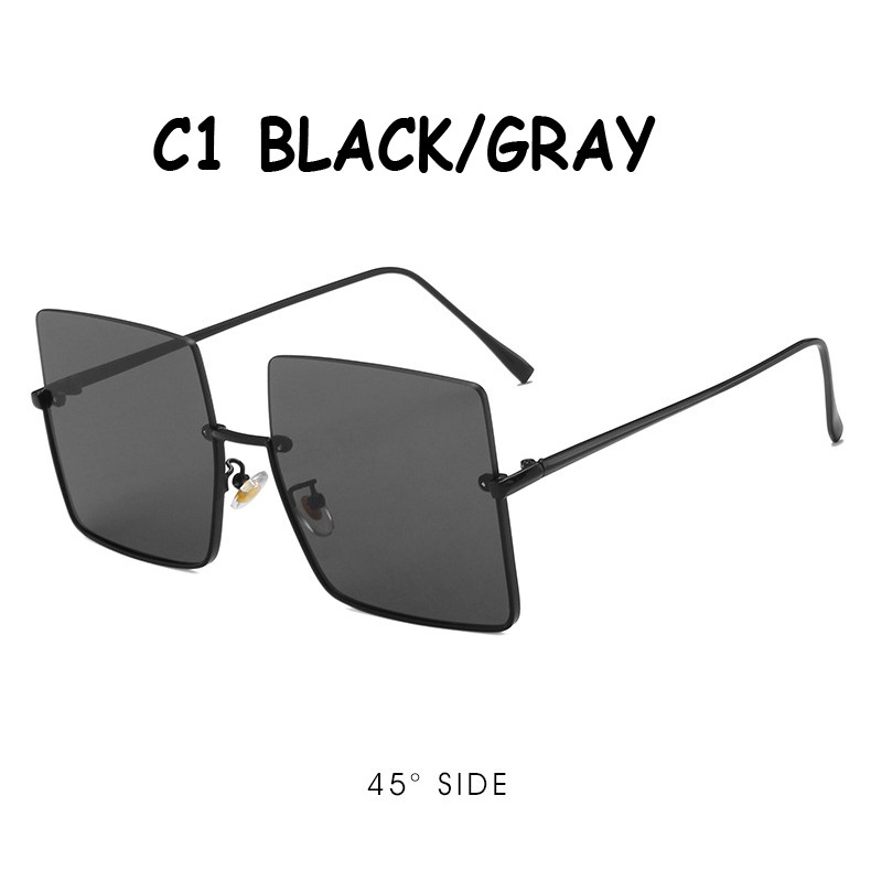 Kính Mát Vuông Nửa Gọng Bằng Kim Loại Phong Cách Retro Thời Trang INS