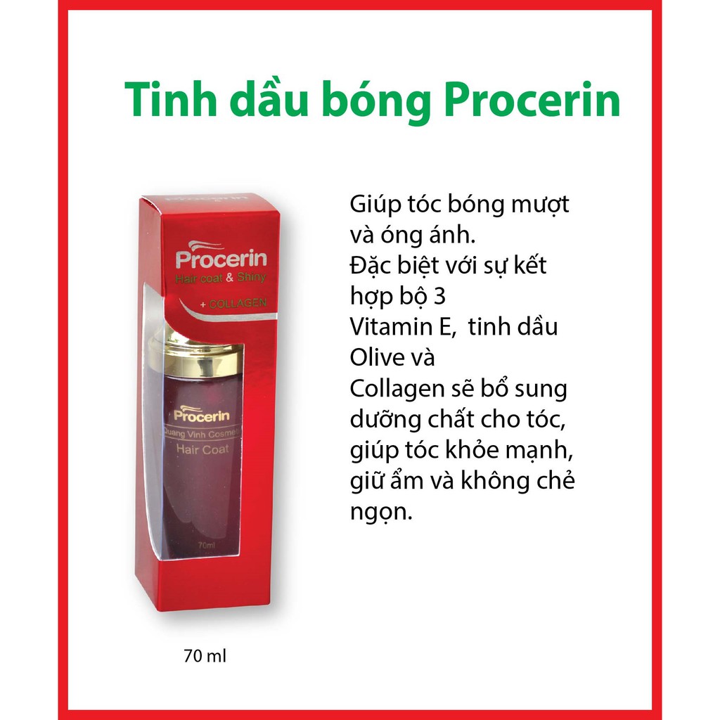 Tinh dầu dưỡng tóc Procerin cao cấp giữ ẩm và ngăn tóc chẻ ngọn, bổ sung vitamin E và collagen cho tóc bóng mượt