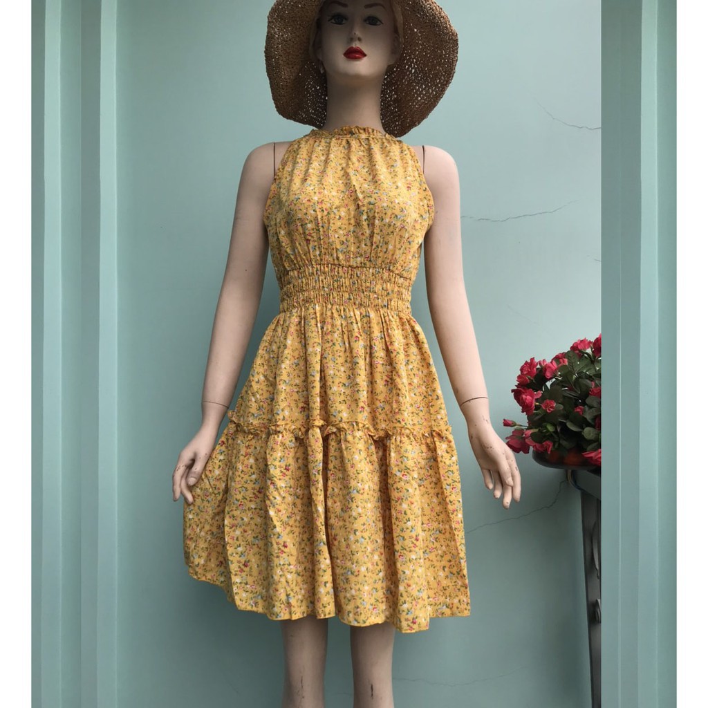 Đầm MAXI đi biển, Đầm xòe hoa nhí lụa cao cấp | BigBuy360 - bigbuy360.vn