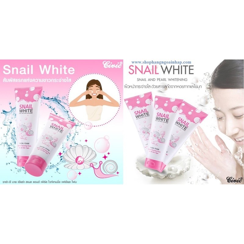 ❤️ Hàng Chuẩn ❤️ Sữa rửa mặt Snail white 180g / Tuýp Thái Lan