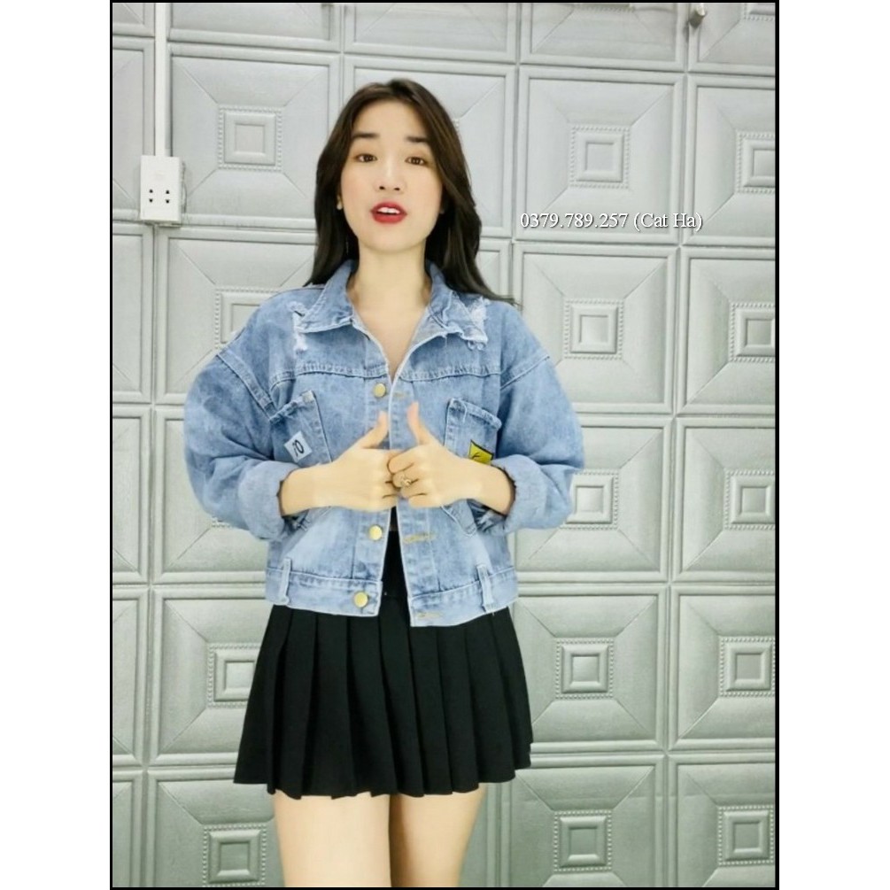 Aó khoác jean nữ xám xanh form dưới 58Kg To Number BB10