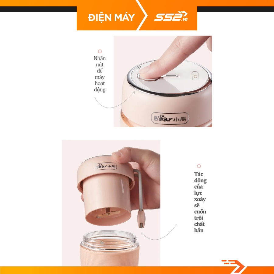 Máy Xay Sinh Tố Cầm Tay Mini Bear LLJ-B03C1- Bảo Hành Chính Hãng