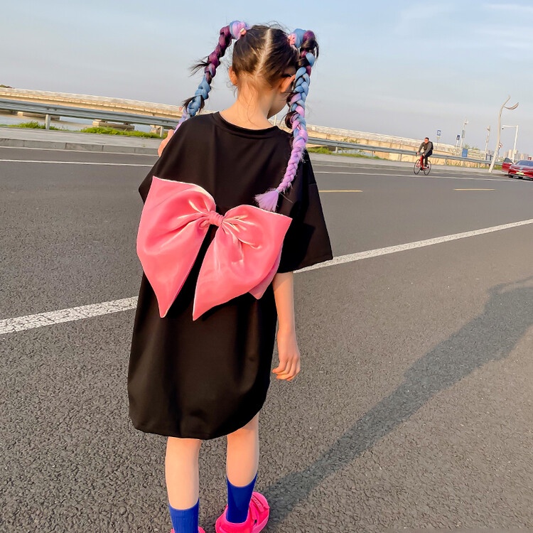 Đầm Thun Thắt Nơ Lớn Phong Cách Mùa Hè Mới Cho Bé Gái 170