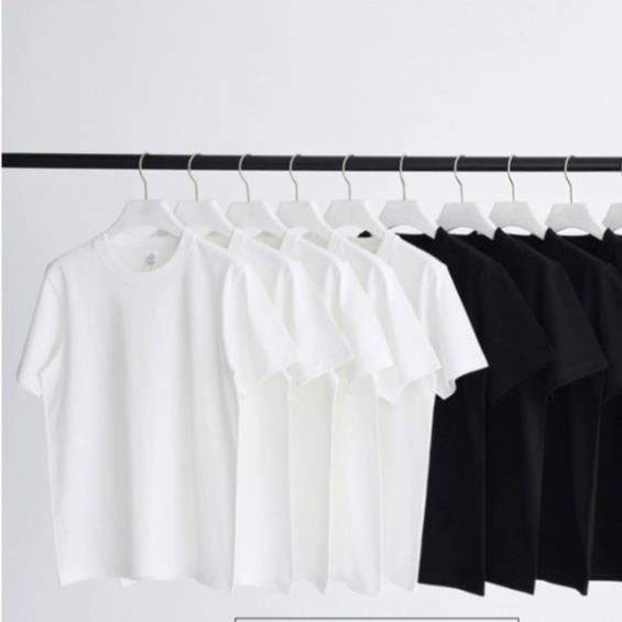 Áo thun trắng đen unisex nam nữ ngắn tay trơn 2 màu basic dáng xuông, áo phông nam nữ đơn giản