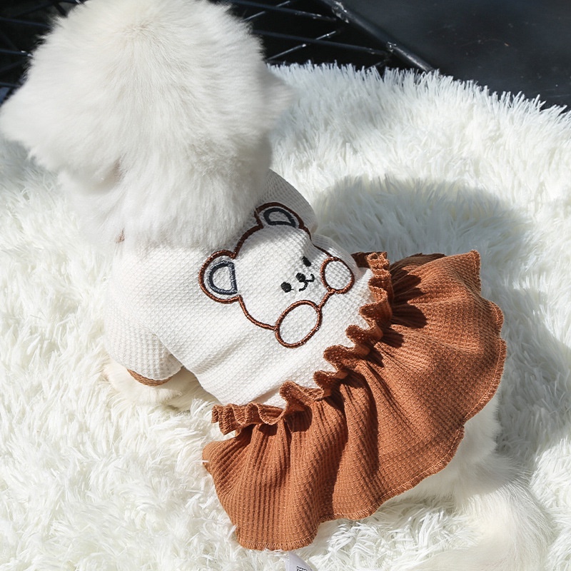 Đầm Thun Thoáng Khí In Họa Tiết Chú Gấu Dễ Thương Thời Trang Mùa Hè Cho Thú Cưng