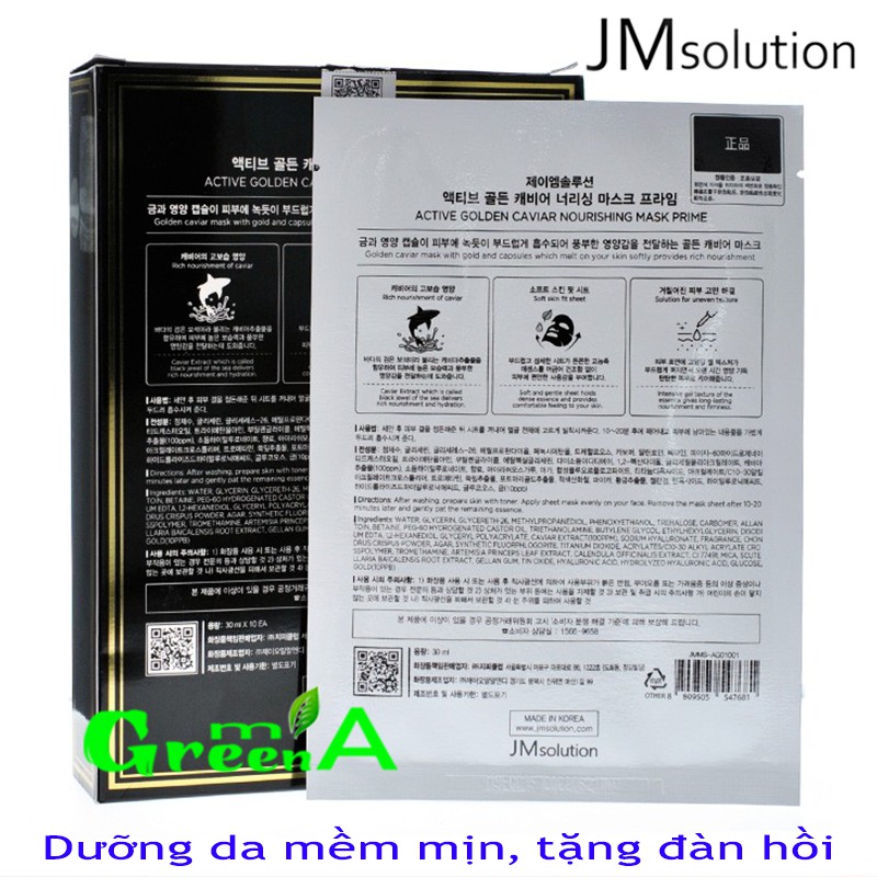 Mặt Nạ JM Solution Trứng Cá [MIẾNG LẺ] JMSolution Active Golden Caviar Nourishing Mask Prime 30ml Cấp Ẩm Chống Lão Hóa