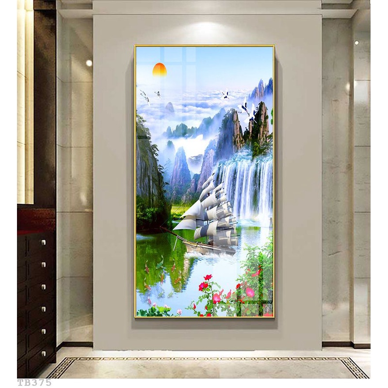 Tranh tráng gương thuận buồm xuôi gió/ tranh chiếu nghỉ cầu thang/ tranh phong thủy/ tranh đứng/ tranh treo tường