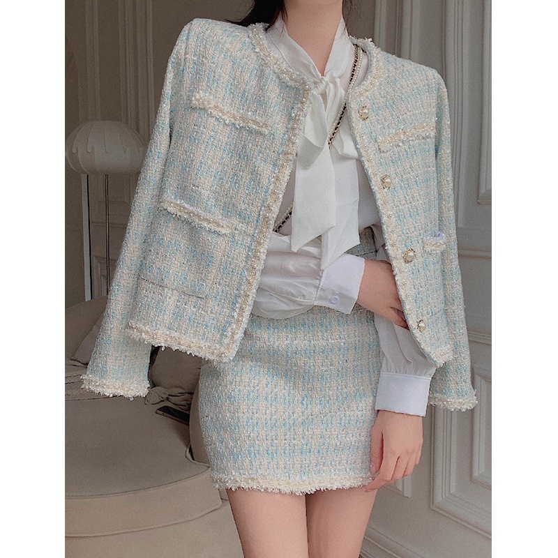 Set dạ tweed siêu xinh phong cách tiểu thư hàng Quảng Châu cao cấp _ Hàng ORDER có ẢNH THẬT | BigBuy360 - bigbuy360.vn
