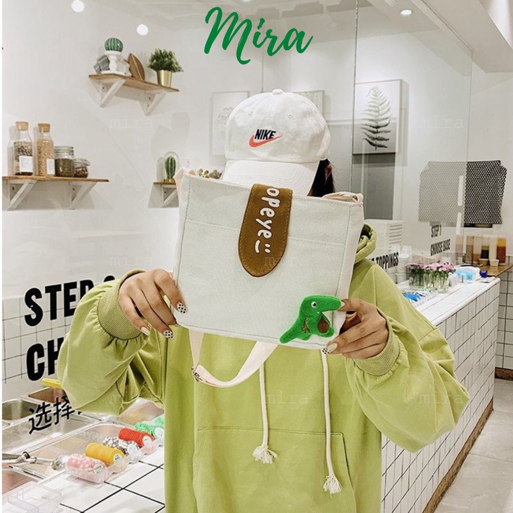 Túi Xách Nữ Đeo Chéo Tote Canvas Đựng Điênh Thoại Đi Chơi Kèm Ghim Phong Cách Nhật Bản MIRA-TV58012