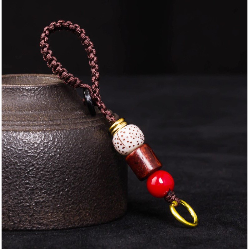 Móc Khoá Nút Phong Thủy, Trang Trí Bằng Đồng Hình Hạt Đơn